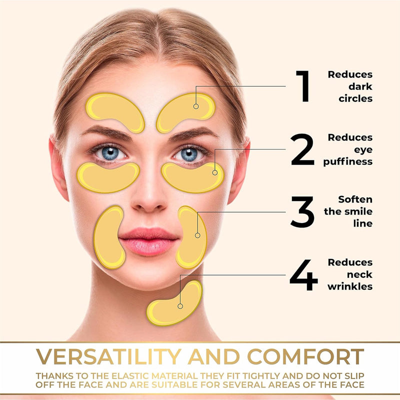 Made In USA Eye Mask Aloe Barbadensis Leaf Extract Under Eye Patches for Dark Circles and Puffiness - 20 Pairs with Vitamin C and Collagen