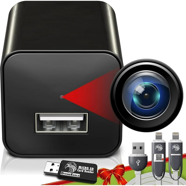 Mini Spy Camera Hidden Camera Charger - Premium Secret Camera 1080p Full HD - Small Hidden Nanny Cam - Surveillance Camera - USB Charger Camera for Spying - Hidden Spy Cam - Hidden Cam