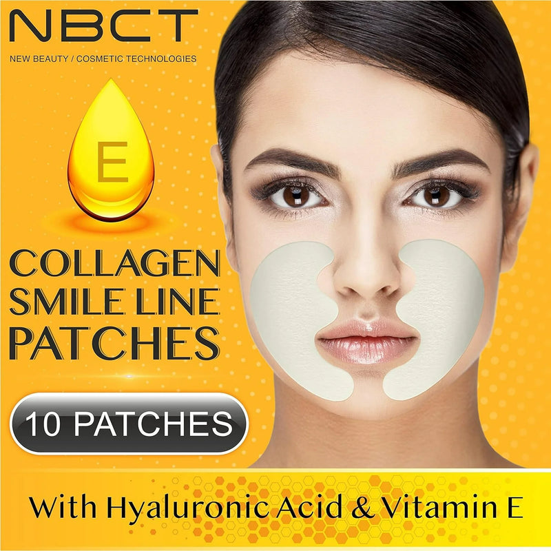 Collagen Smile Line Wrinkle Patches with Hyaluronic Acid, Deep hydration, Anti Aging, Aloe Vera, Vitamin E, Skin Safe & Botox Alternative - 5 pairs