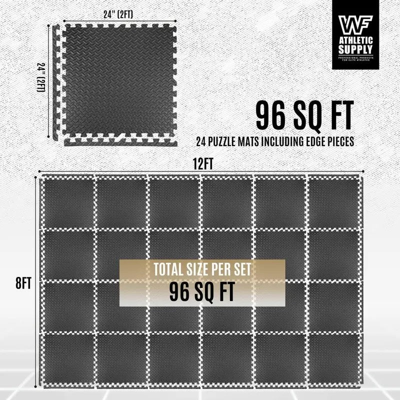 24PCS 24x24in 96 SQ. FT Premium Interlocking EVA Foam Puzzle Exercise Floor Mats – Non-Slip, Waterproof