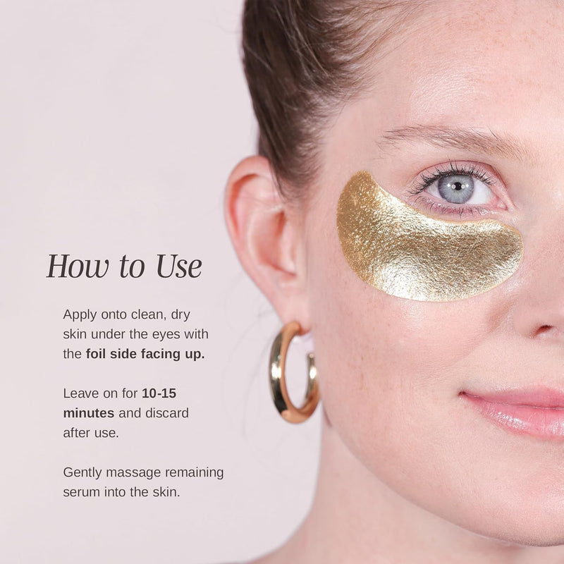 Under Eye Mask for Dark Circles and Puffiness, 24K Gold Foil Eye Mask, Skincare Under Eye Patches, Under Eye Collagen Masks - 7 Pairs Under Eye Pads