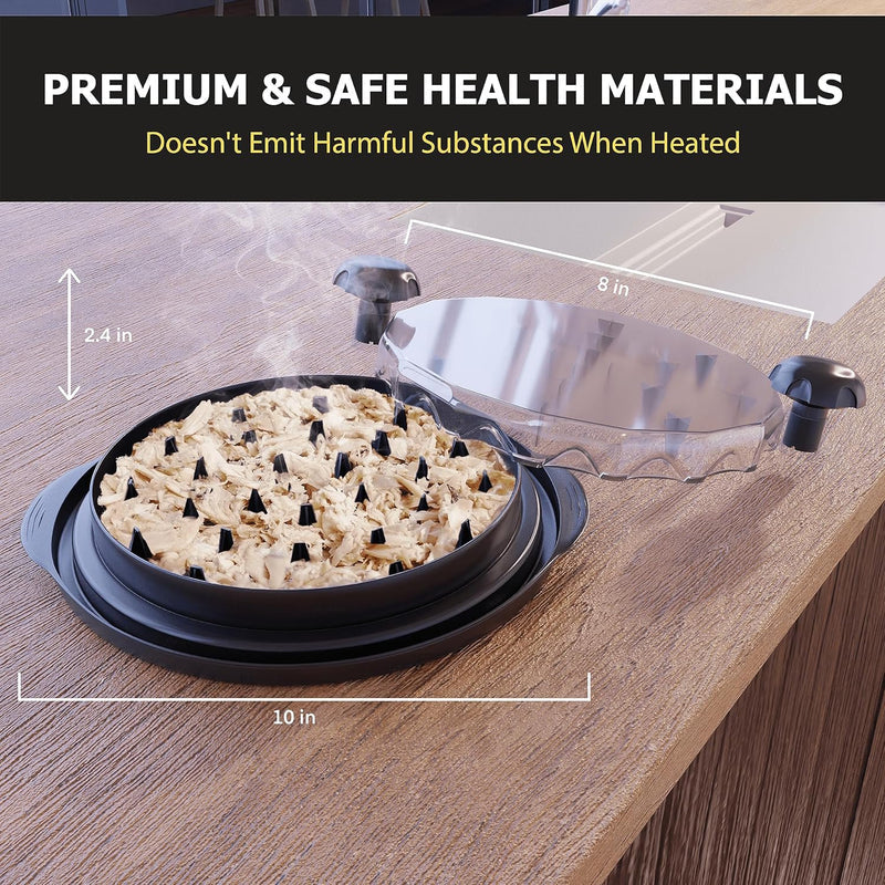 Easy Chicken Shredder Tool with Twist Action - BPA-Free, Large 11", Non-Slip, Dishwasher Safe, Clear Top, Cleaning Brush, Classic Black with Manual. For Meat, Beef, Pork from Tricky Chicken