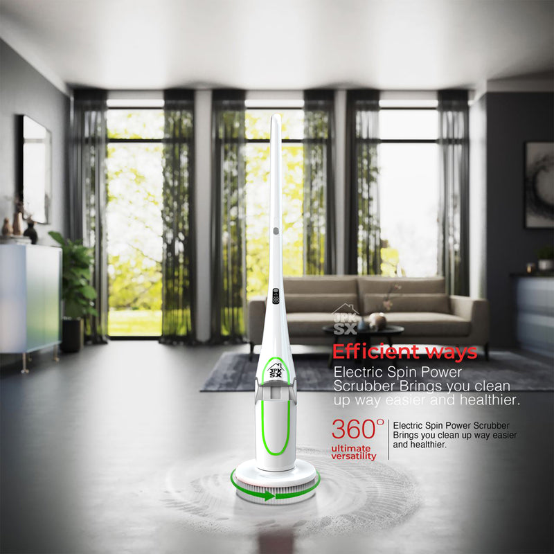 Spin Scrubber Electric Mop - Powerful Cordless Floor Cleaner Rechargeable Cordless Floor Cleaning Tool for Kitchen, Bathroom, and Living Room with Replaceable Brush Heads (Emerald White)