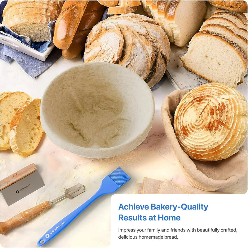 Bread Proofing Basket Set of 2, 10 Inch Oval & 9 Round Sourdough Bread Baskets, Banneton Proofing Basket with Linen Liner, Bread Lame