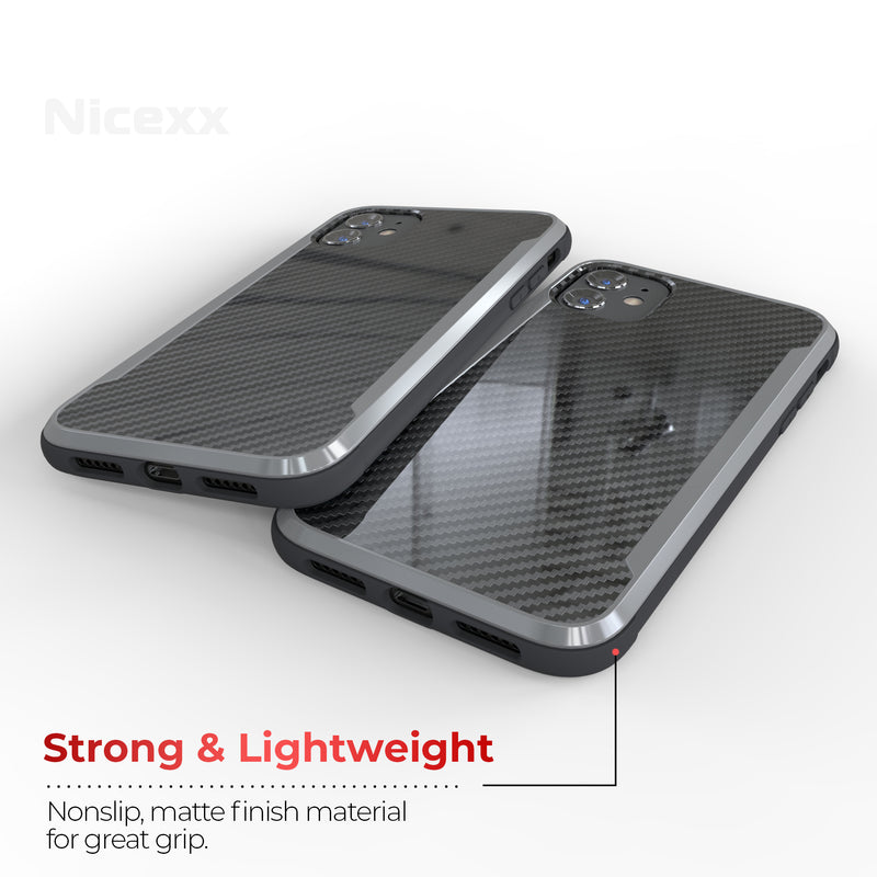 Designed for iPhone 11 Case with Carbon Fiber Pattern, 12ft. Drop Tested, Wireless Charging Compatible - Black