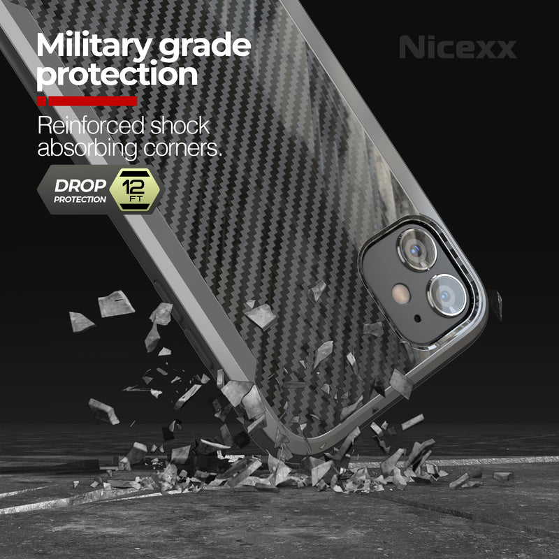 Designed for iPhone 11 Case with Carbon Fiber Pattern, 12ft. Drop Tested, Wireless Charging Compatible - Black