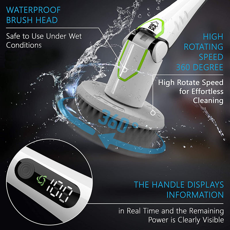 Spin Scrubber Electric Mop - Powerful Cordless Floor Cleaner Rechargeable Cordless Floor Cleaning Tool for Kitchen, Bathroom, and Living Room with Replaceable Brush Heads (Emerald White)
