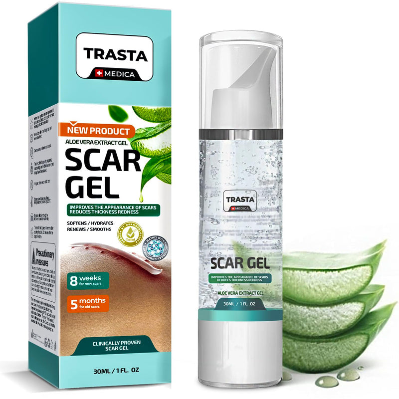 Advanced Scar Gel -Extract Aloe-Silicone Gel for Scars-New Old Scars for Surgical Scars,Stretch Marks,Burn,Keloid,C-Section,Acne, 1oz (30g)