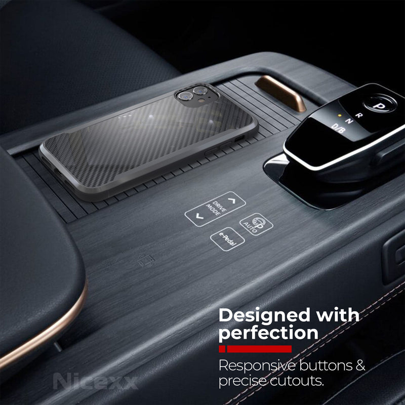 Designed for iPhone 11 Case with Carbon Fiber Pattern, 12ft. Drop Tested, Wireless Charging Compatible - Black