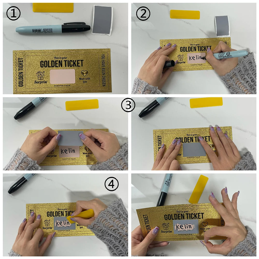 Golden Ticket Scratch Card – Surprise Gift Voucher for Parties & Special Occasions