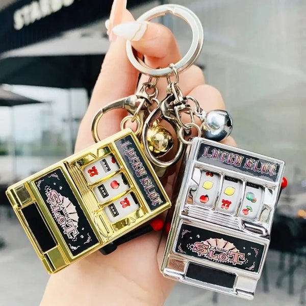 Mini Slot Machine Keychain – Lucky Jackpot Retro Spinner Toy & Key Holder
