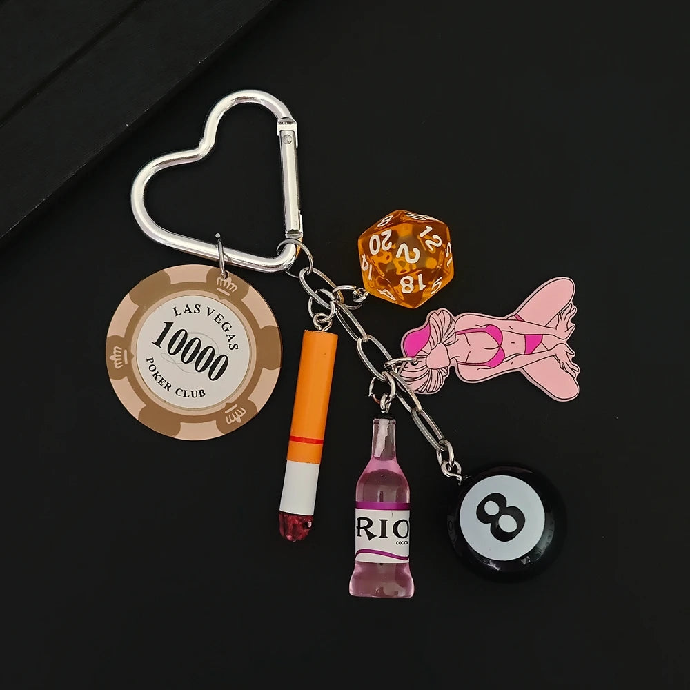 Gambling Dice Keychain – Vegas Style Lucky Charm Key Ring Gift for Men