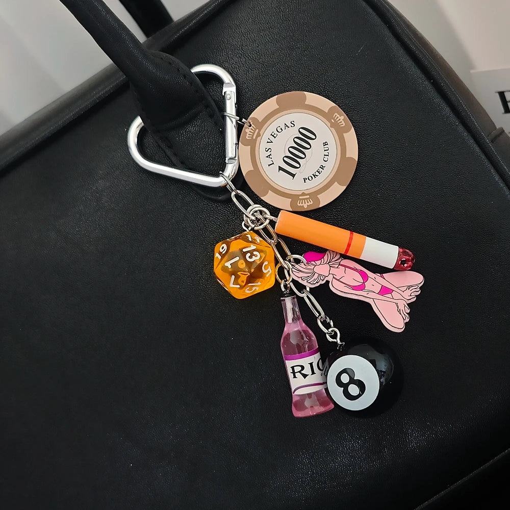 Gambling Dice Keychain – Vegas Style Lucky Charm Key Ring Gift for Men