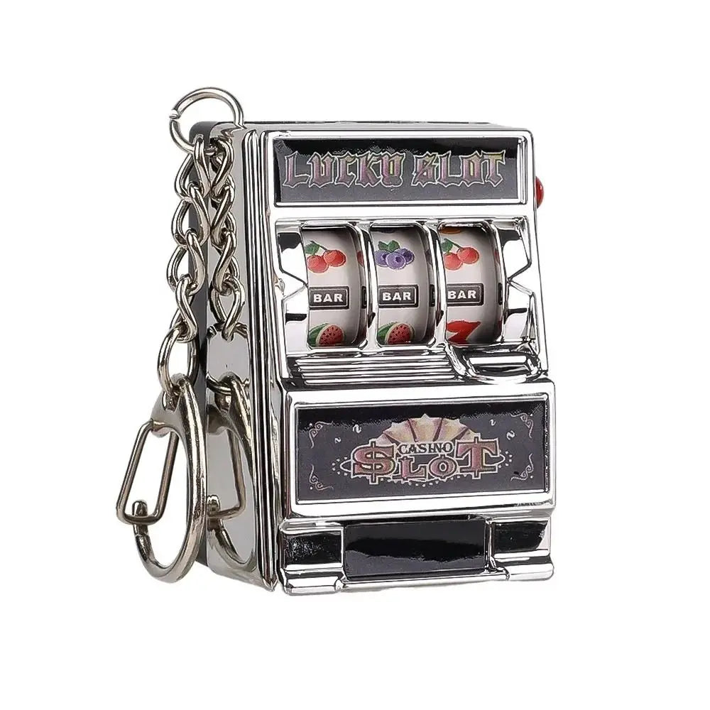 Mini Slot Machine Keychain – Lucky Jackpot Retro Spinner Toy & Key Holder