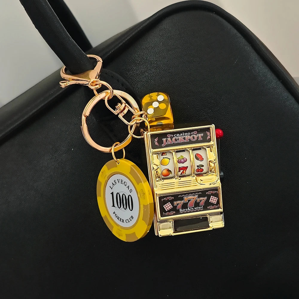 Gambling Dice Keychain – Vegas Style Lucky Charm Key Ring Gift for Men