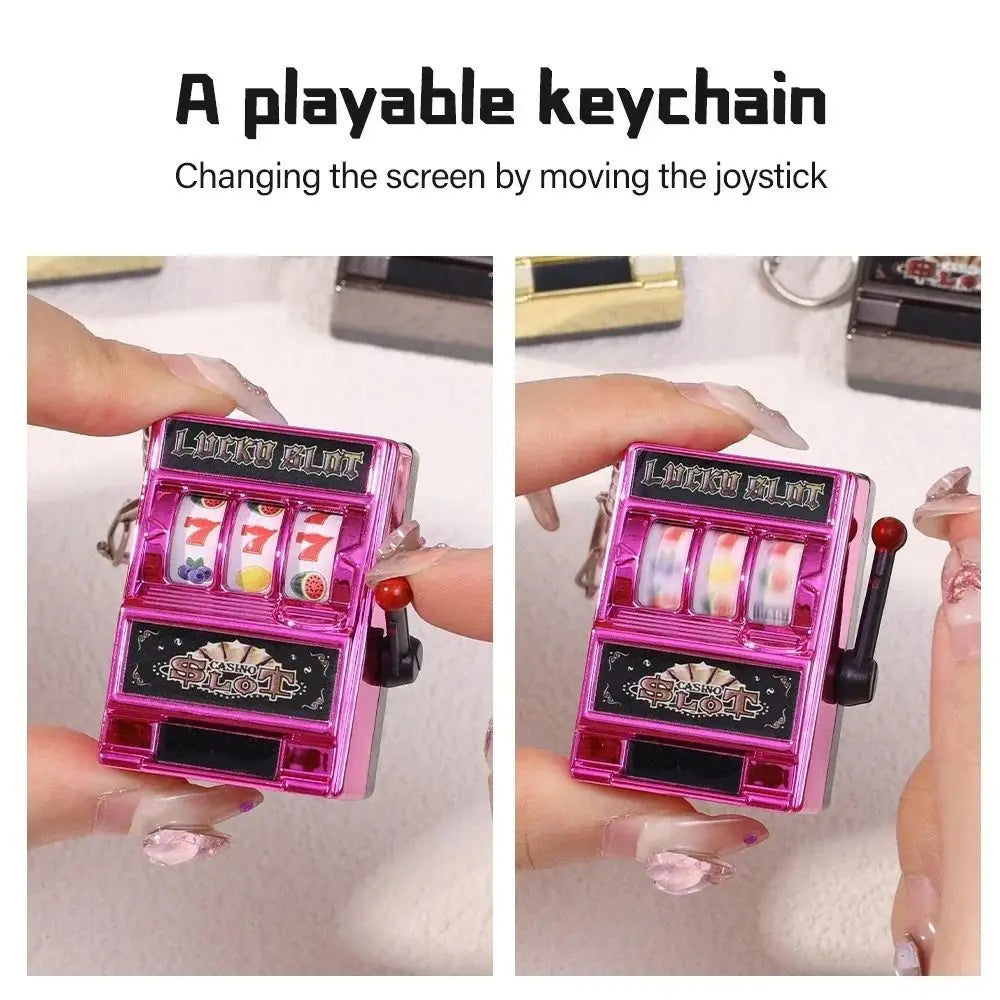 Mini Slot Machine Keychain – Lucky Jackpot Retro Spinner Toy & Key Holder