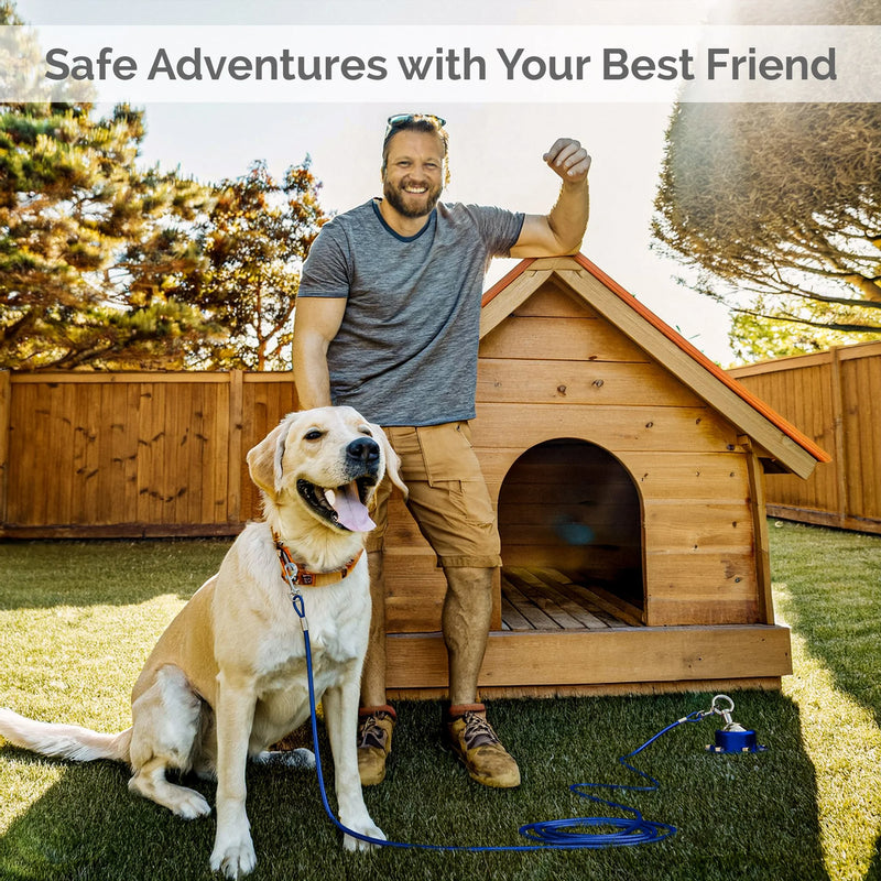 Heavy Duty Dog Tie Out Cable and Stake – 30ft Tangle-Free Leash with Stainless Steel Clips – Dog Tether for Yard with 360° Rotating Ring and Secure Ground Screws – Perfect for Yard and Camping