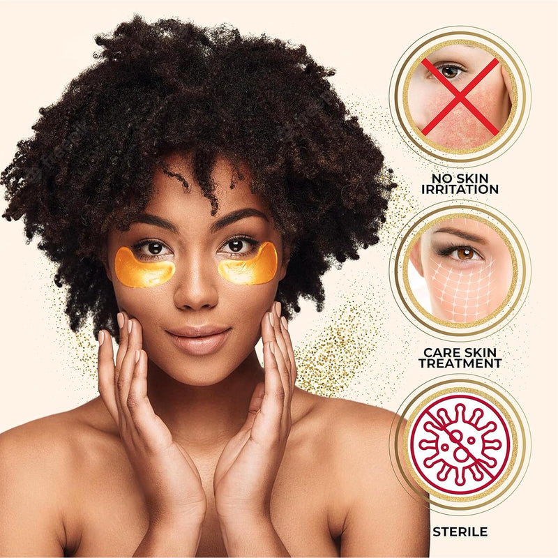 Made In USA Eye Mask Aloe Barbadensis Leaf Extract Under Eye Patches for Dark Circles and Puffiness - 20 Pairs with Vitamin C and Collagen
