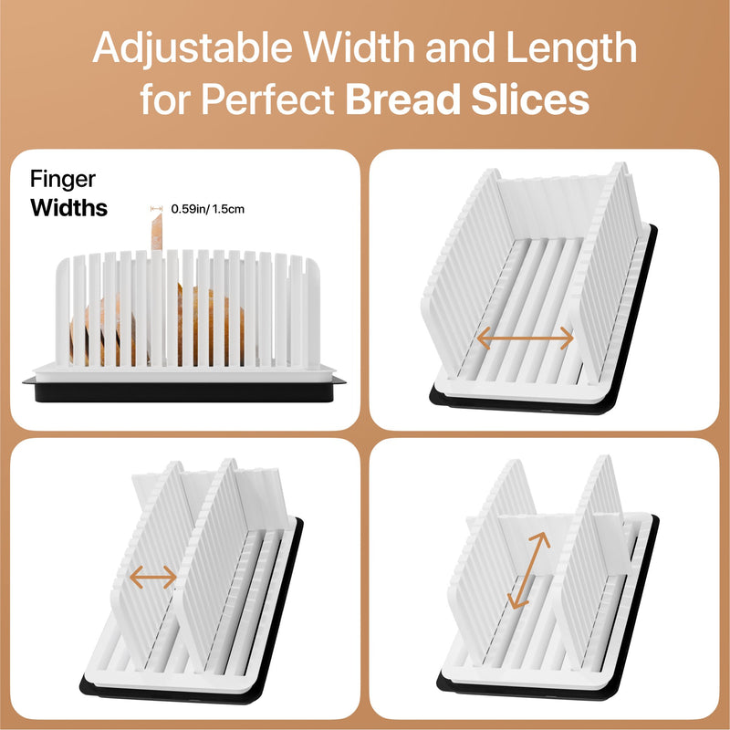 Adjustable Bread Slicer - Foldable Design for Homemade Bread with Uniform Bread Slicing Guide - Black