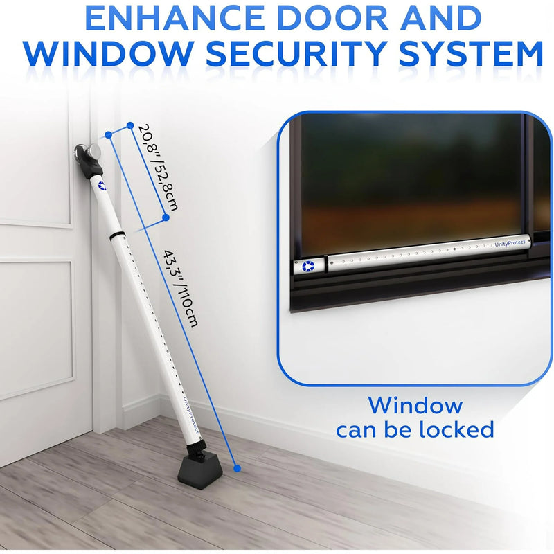 UnityProtect 3 Piece Stainless Steel Door Security Bar with Alarm and Portable Lock