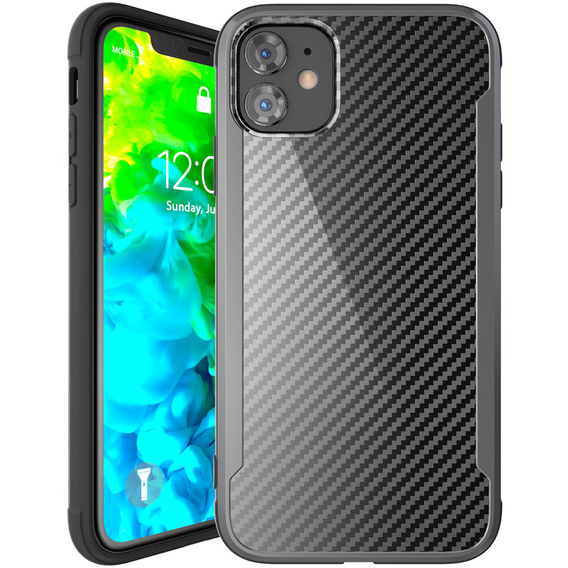 Designed for iPhone 11 Case with Carbon Fiber Pattern, 12ft. Drop Tested, Wireless Charging Compatible - Black