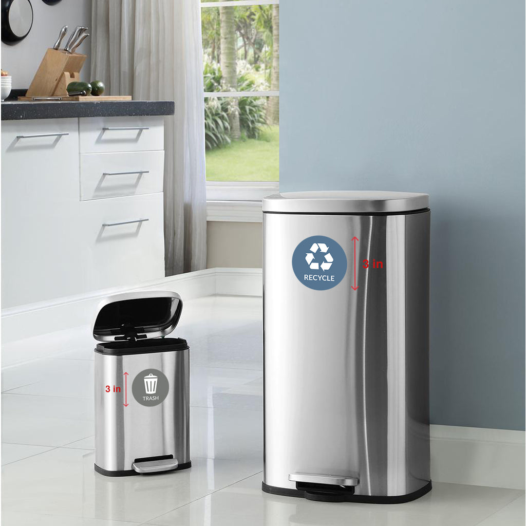 VBAP CORP Recycle Trash Bin Sticker - (Pack of 4) 3" Round Logo Sign Decal Labels Self-Adhesive Vinyl Laminated. Waterproof Indoor and Outdoor